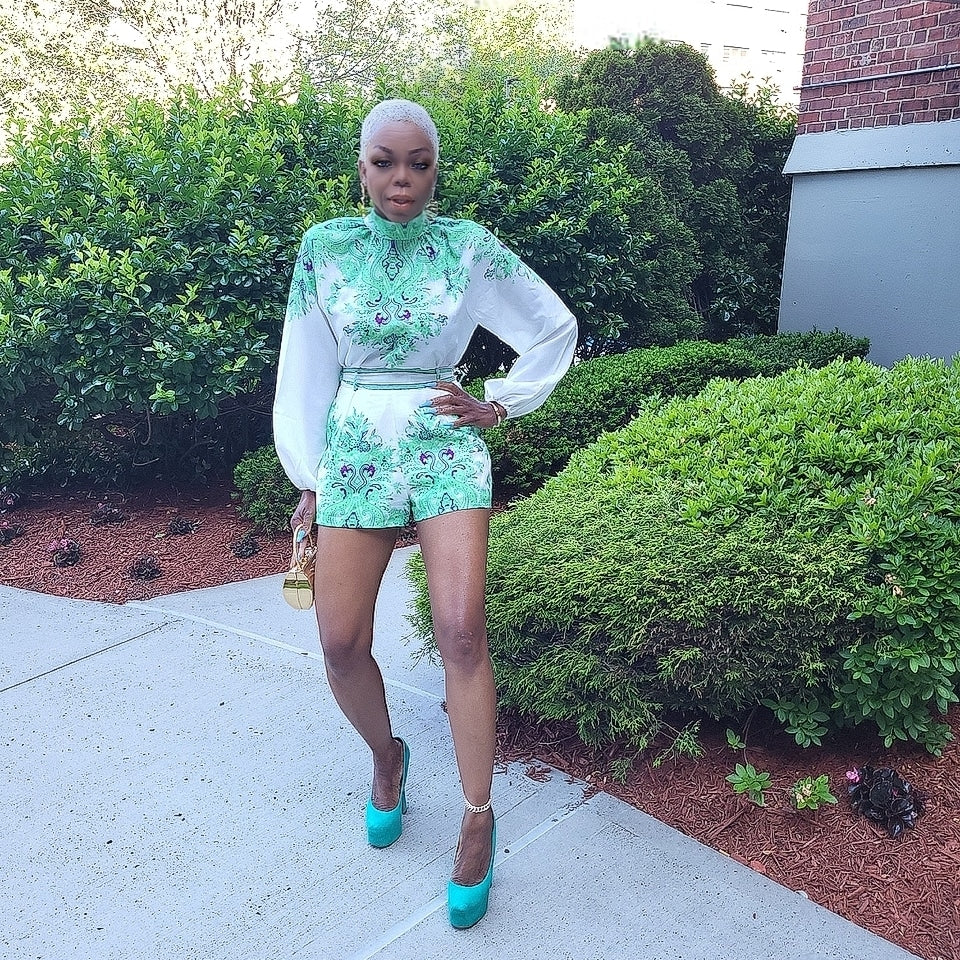 Santori Green Floral Long Sleeves Shorts Set