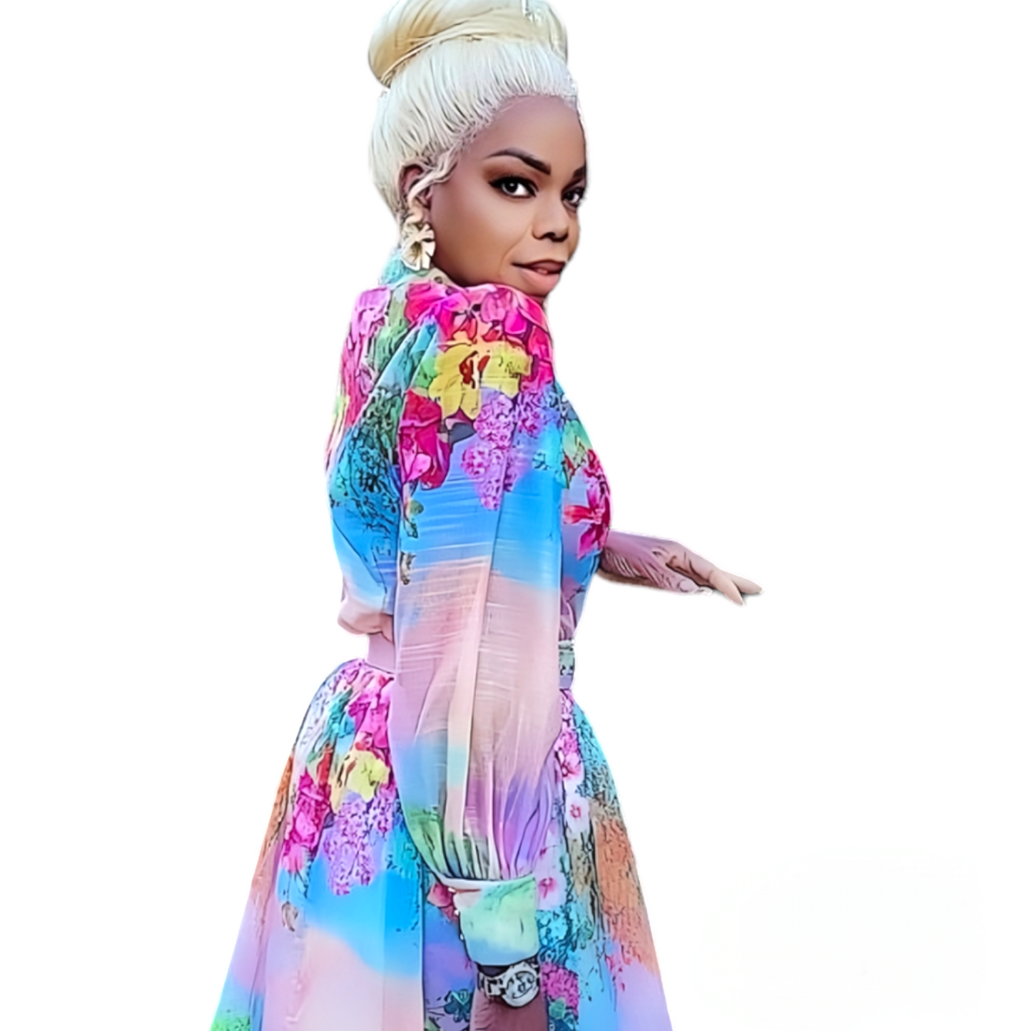 Garden Pink Buttoned Maxi Skirt Set