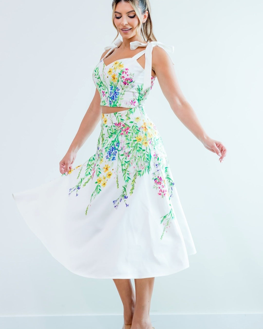 Paradise Cropped Two Piece Skirt Set