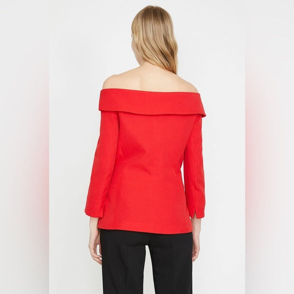 Alicia Red Off The Shoulder Blazer Top