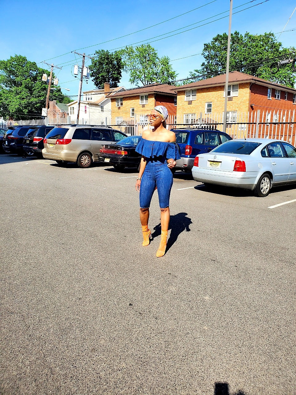 Diana Indigo Denim Cropped Jumpsuit - SKCouture