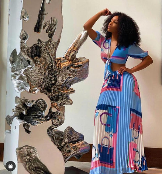 Surine Baby Blue Maxi 2 Piece Set - SKCouture