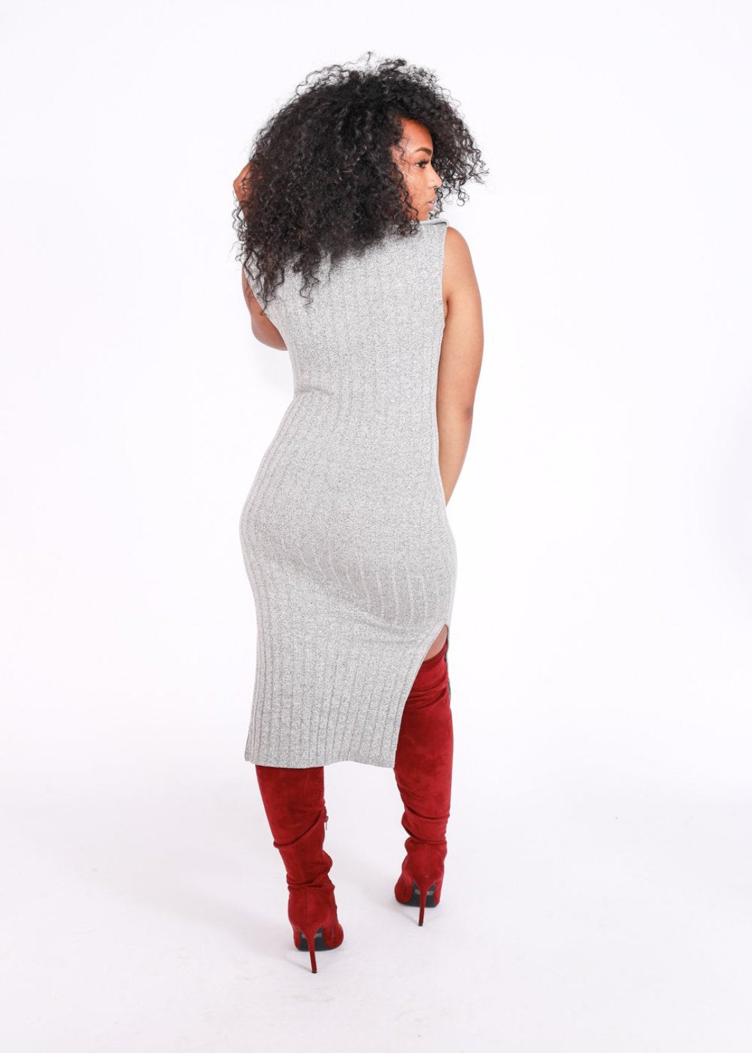 Sauda Ribbed Mock Sweater Dress - SKCouture