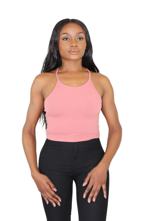 Shari Blush Ribbed Tank Top - SKCouture