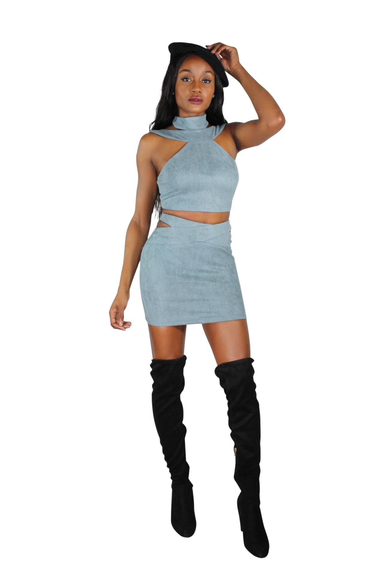 Nyalee Blue Two Piece Skirt Set - SKCouture