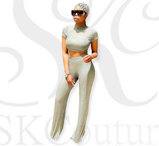 Alexia Crop Top Two Piece Ribbed Set