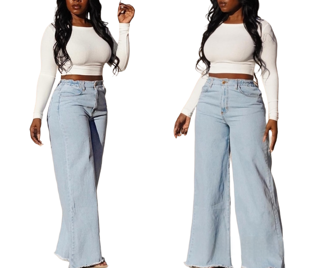 RiRi Faded Wide Leg Jeans