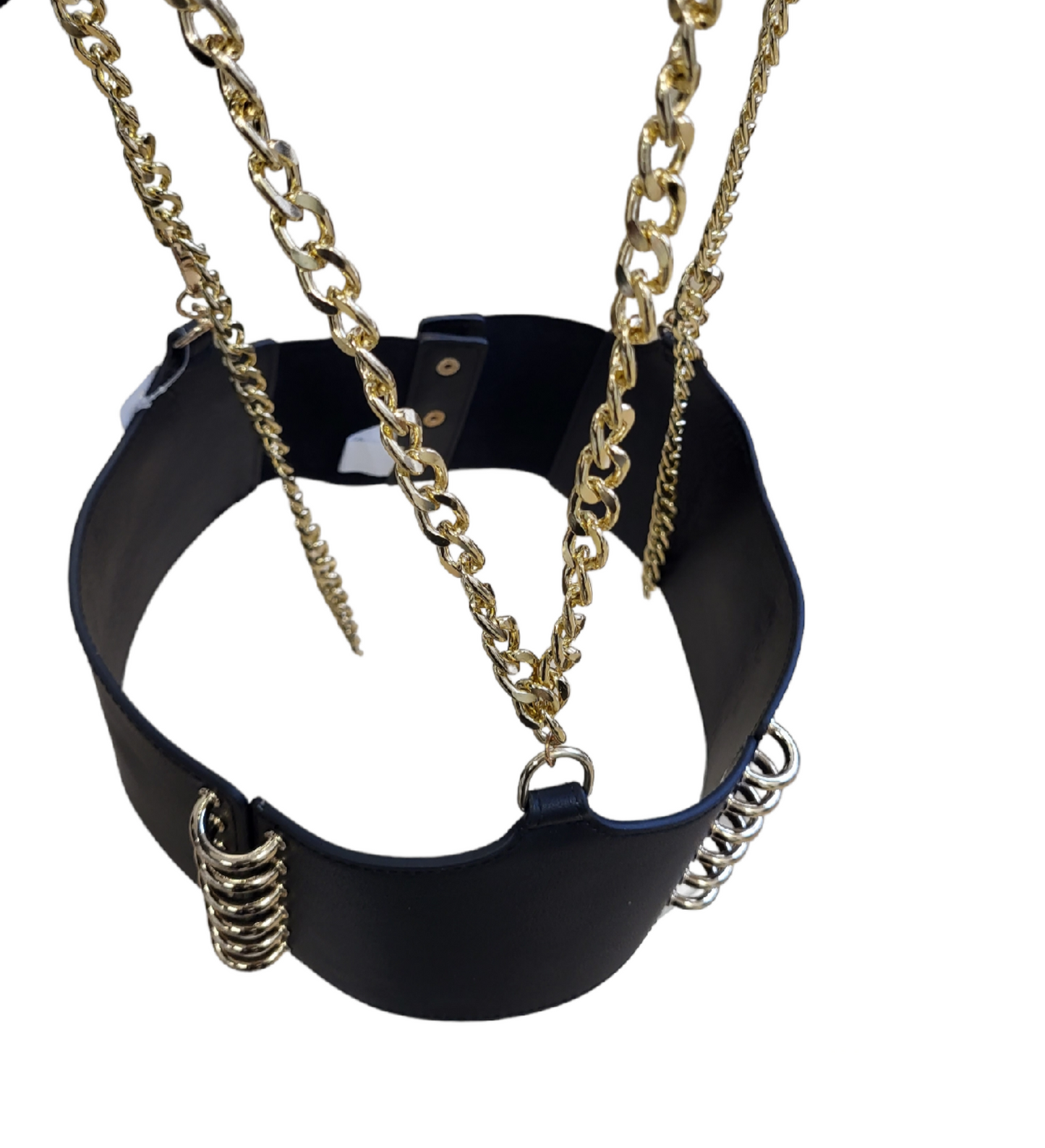 Jaxz Black With Gold Chain Corset Belt