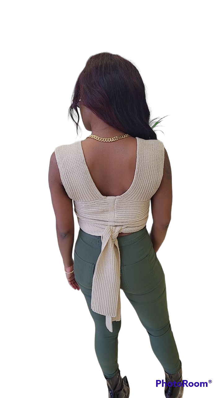 Rhonda Oatmeal Bandage Wrapped Top