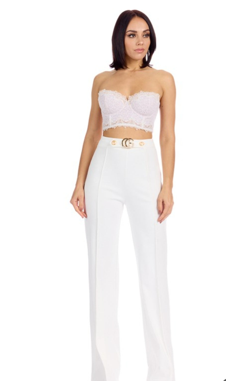 CAMILLE OFF WHITE HIGHWAISTED WIDE LEG PANTS