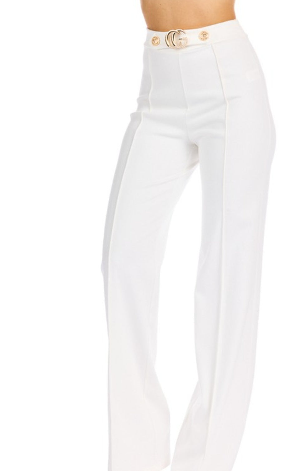 CAMILLE OFF WHITE HIGHWAISTED WIDE LEG PANTS