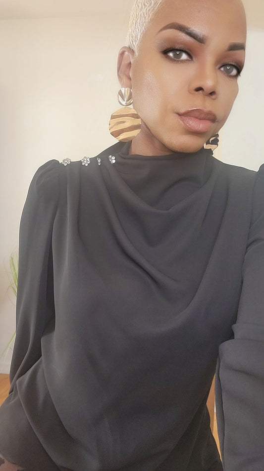 Rishma Black Satin Luxe Blousr