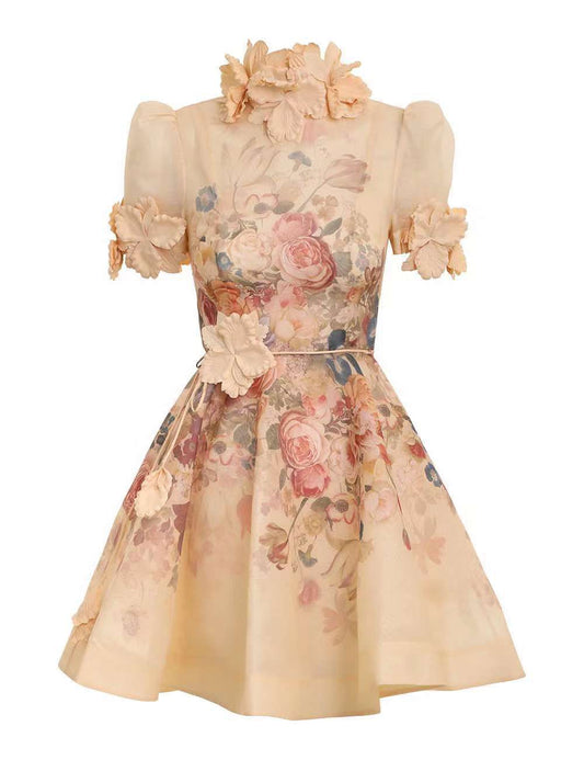 Can I Call You Rose Peach Floral 3D Flower Dress