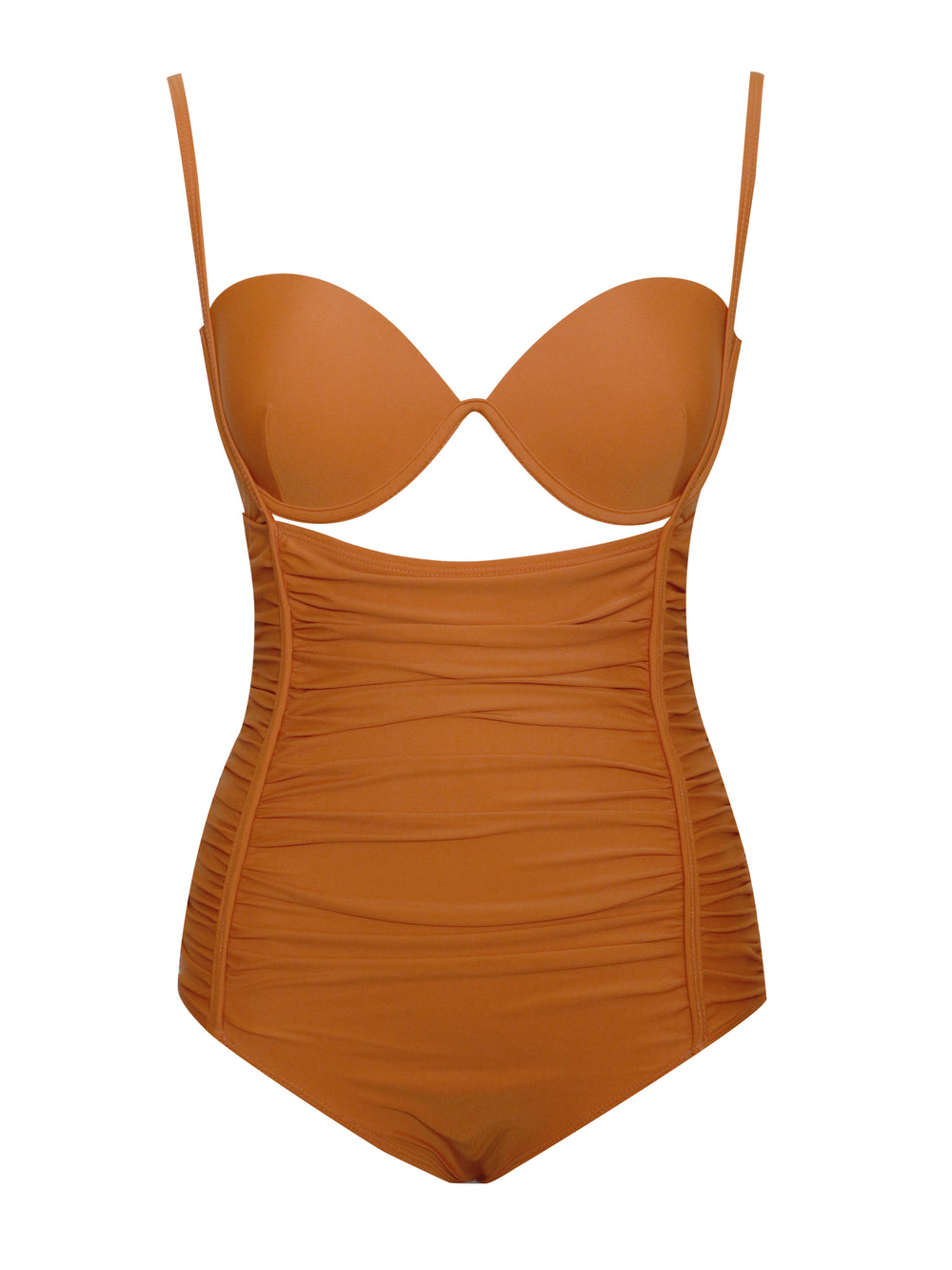 Lirika Tan Ruched One Piece Swimsuit
