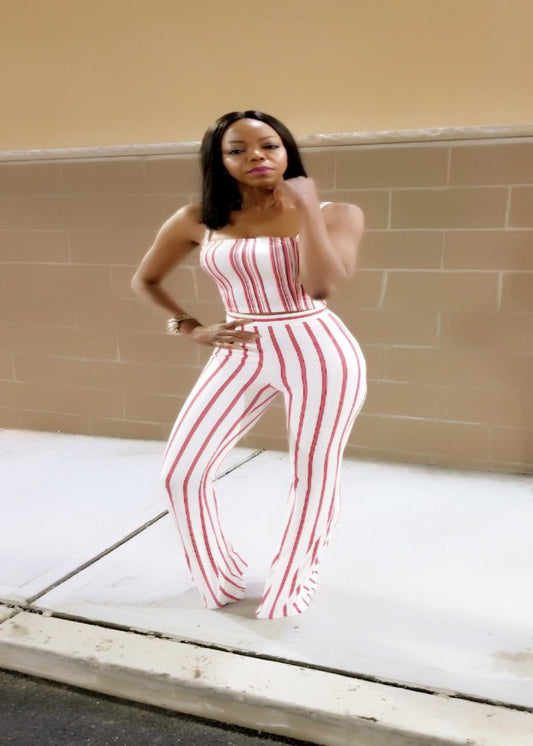 Sonya Red Stripe Pants Set - SKCouture