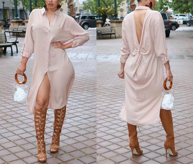 Shawnee Satin Shirt Dress - SKCouture