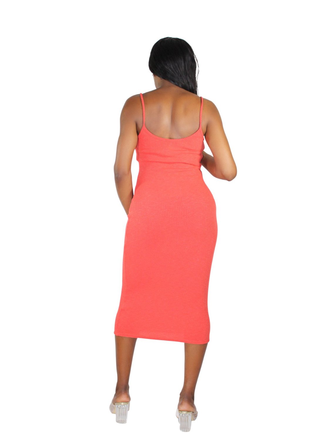 Shanice Orange Midi Dress - SKCouture