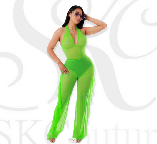 "Clearly She" Halter Top Sheer Jumpsuit