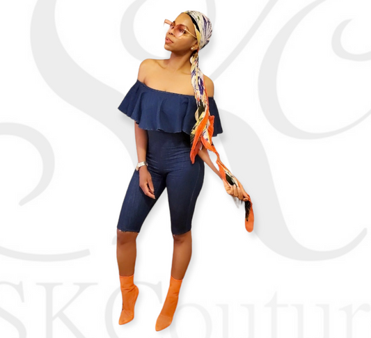 Diana Indigo Denim Cropped Jumpsuit