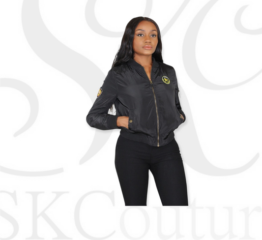 FlyGirl Black Track Bomber Jacket