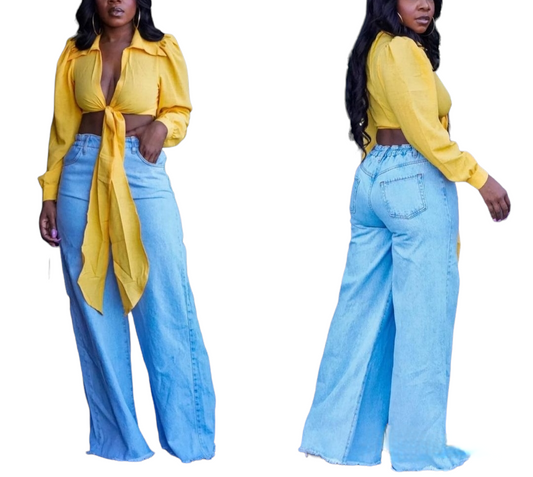 RiRi Faded Wide Leg Jeans