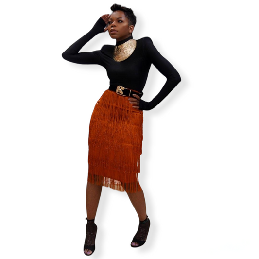 Siobhan Moca Tassle Midi Skirt