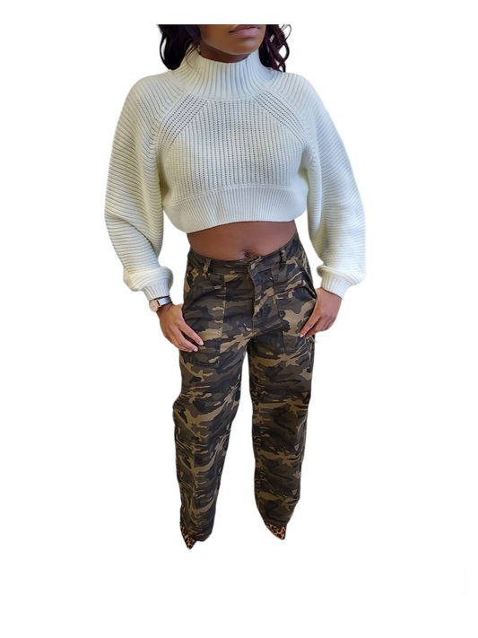 Freda Cream Rib Crop Top