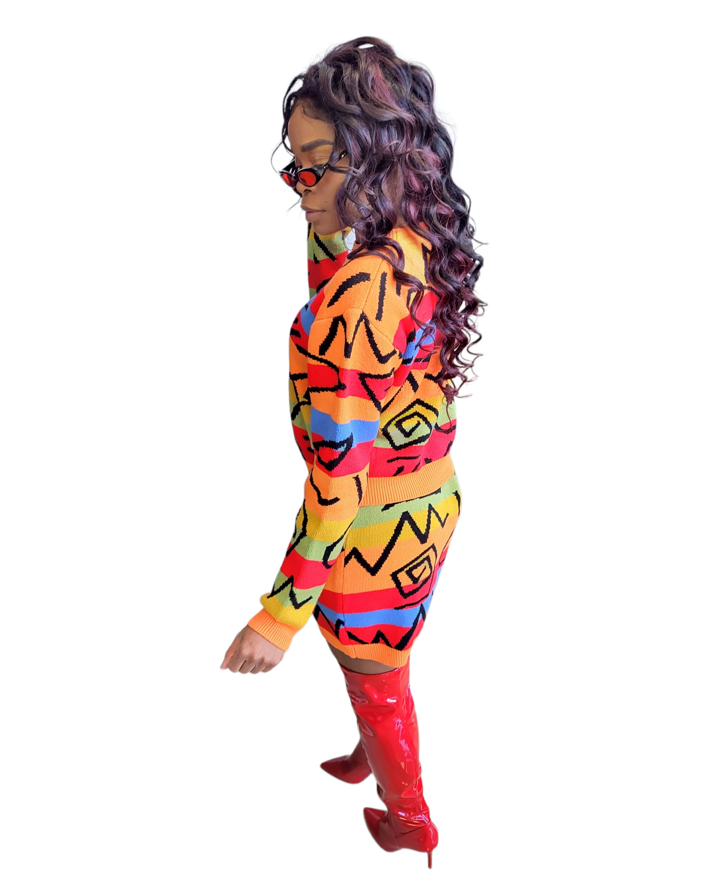 Resah Multicolor Crop Top & Mini Skirt Set