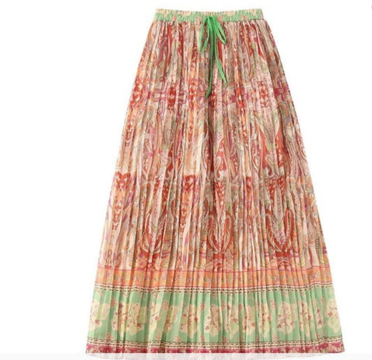 Sheena Printed Pleated Maxi Skirt