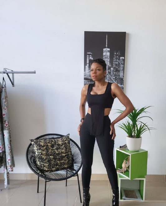 Sundie Black Ribbed Crop Top